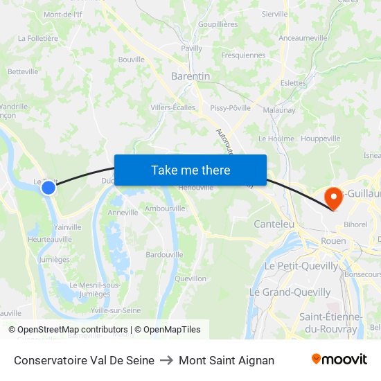 Conservatoire Val De Seine to Mont Saint Aignan map