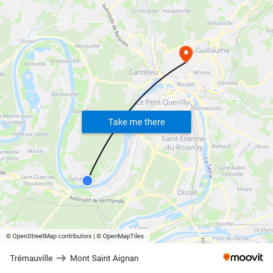 Trémauville to Mont Saint Aignan map
