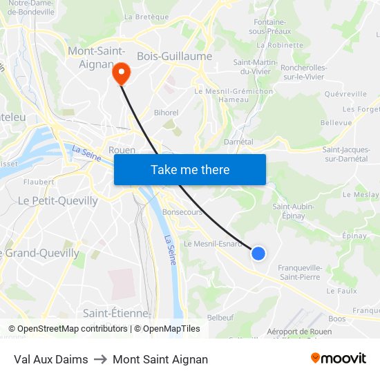 Val Aux Daims to Mont Saint Aignan map