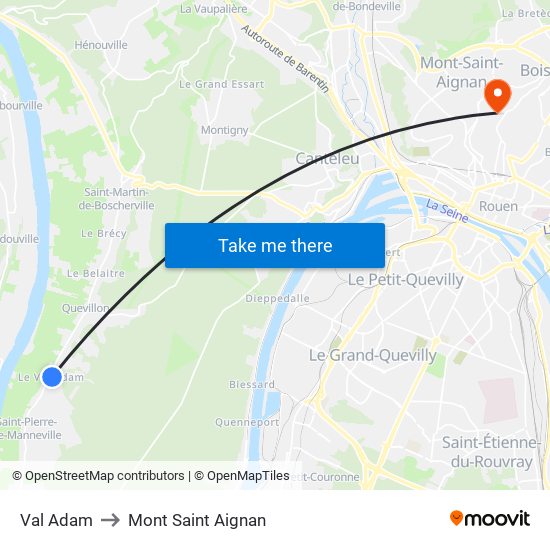 Val Adam to Mont Saint Aignan map