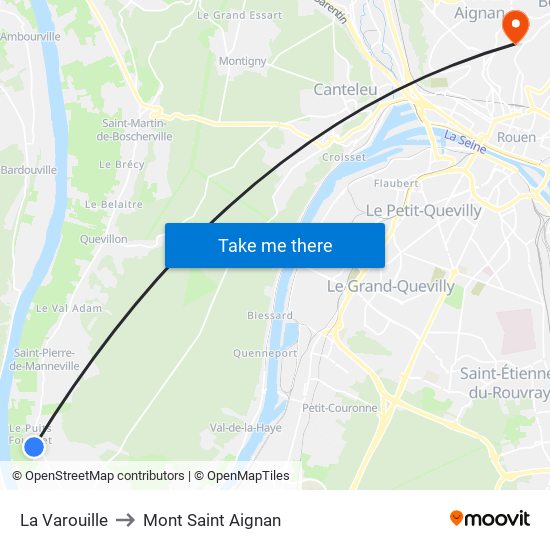 La Varouille to Mont Saint Aignan map