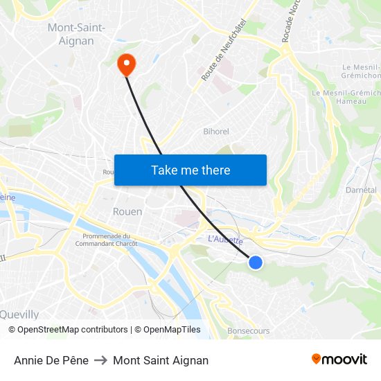 Annie De Pêne to Mont Saint Aignan map