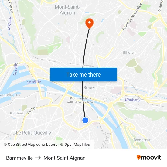 Bammeville to Mont Saint Aignan map