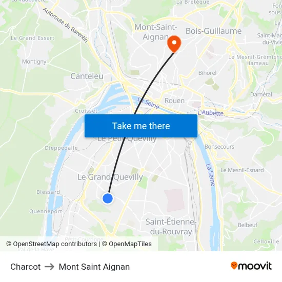 Charcot to Mont Saint Aignan map