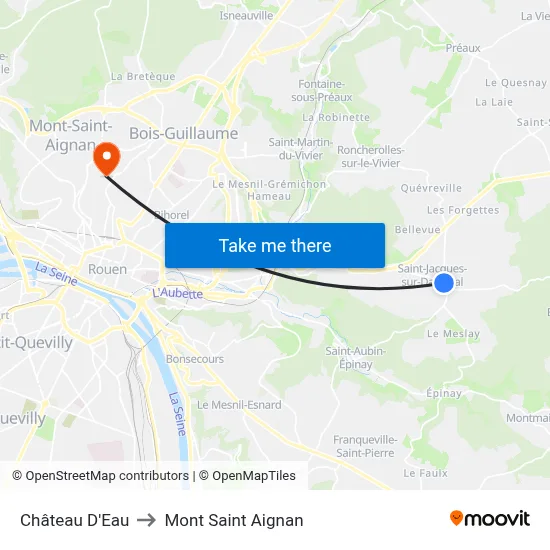 Château D'Eau to Mont Saint Aignan map