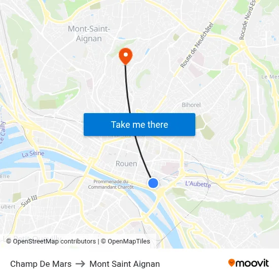 Champ De Mars to Mont Saint Aignan map