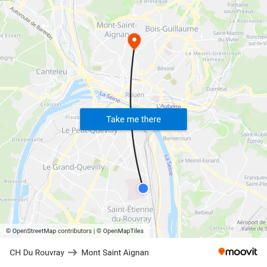 CH Du Rouvray to Mont Saint Aignan map