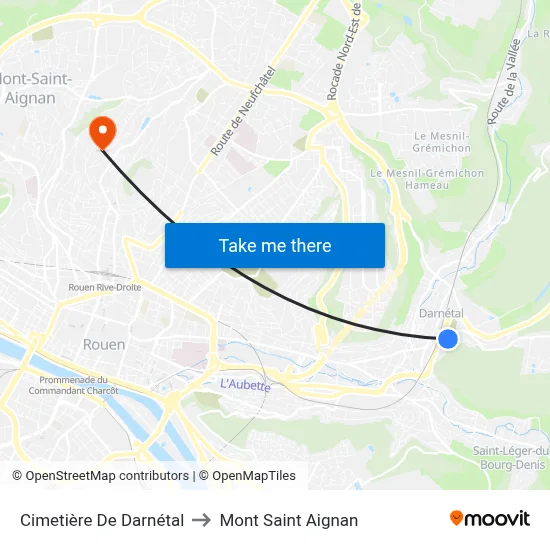 Cimetière De Darnétal to Mont Saint Aignan map
