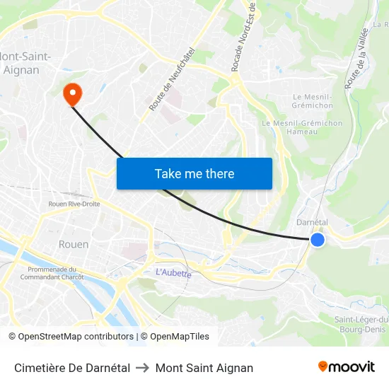Cimetière De Darnétal to Mont Saint Aignan map