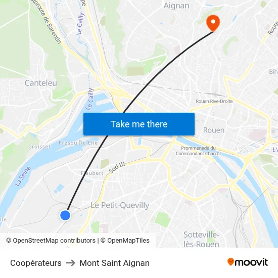 Coopérateurs to Mont Saint Aignan map