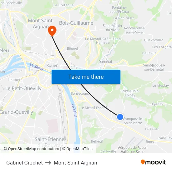 Gabriel Crochet to Mont Saint Aignan map