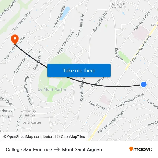 College Saint-Victrice to Mont Saint Aignan map