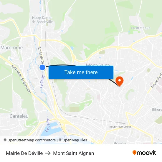 Mairie De Déville to Mont Saint Aignan map