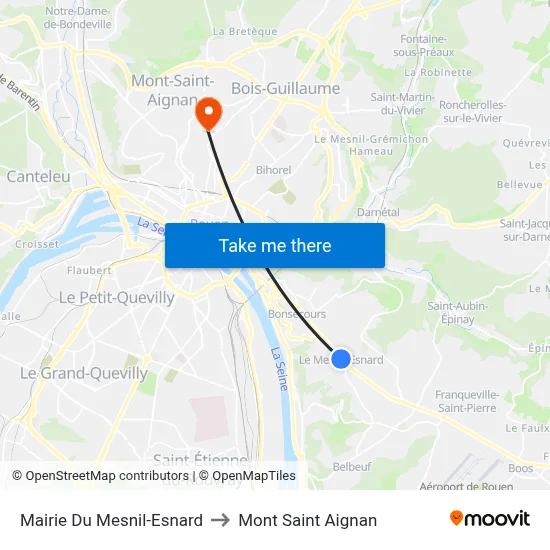 Mairie Du Mesnil-Esnard to Mont Saint Aignan map