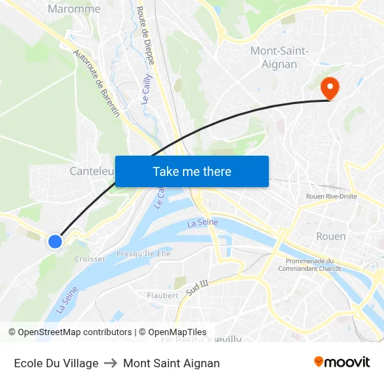 Ecole Du Village to Mont Saint Aignan map