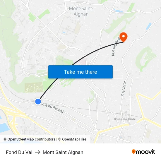 Fond Du Val to Mont Saint Aignan map