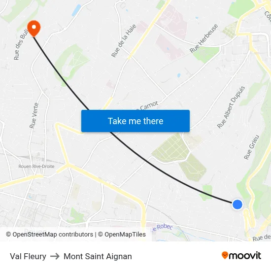 Val Fleury to Mont Saint Aignan map