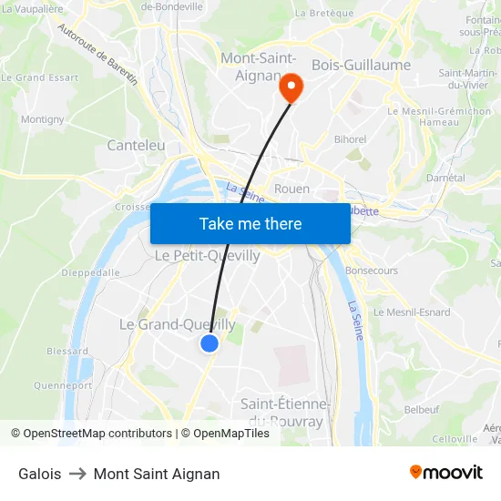 Galois to Mont Saint Aignan map