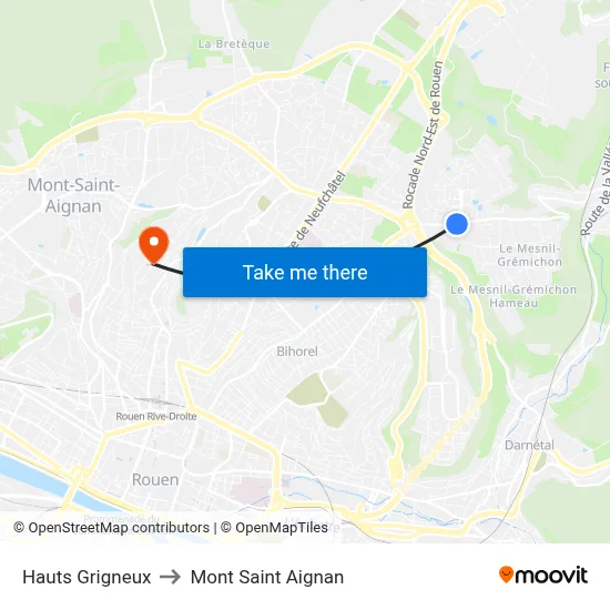 Hauts Grigneux to Mont Saint Aignan map