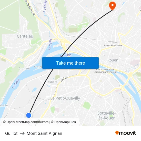 Guillot to Mont Saint Aignan map