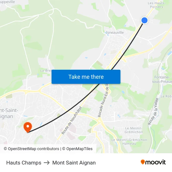 Hauts Champs to Mont Saint Aignan map