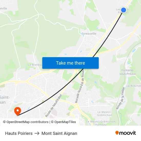 Hauts Poiriers to Mont Saint Aignan map