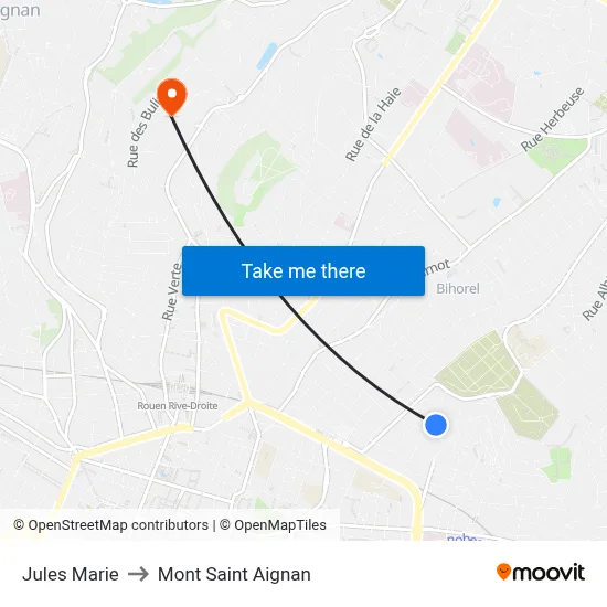 Jules Marie to Mont Saint Aignan map