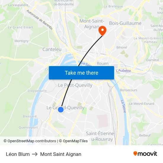 Léon Blum to Mont Saint Aignan map