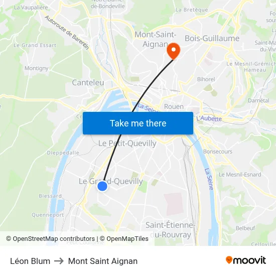 Léon Blum to Mont Saint Aignan map