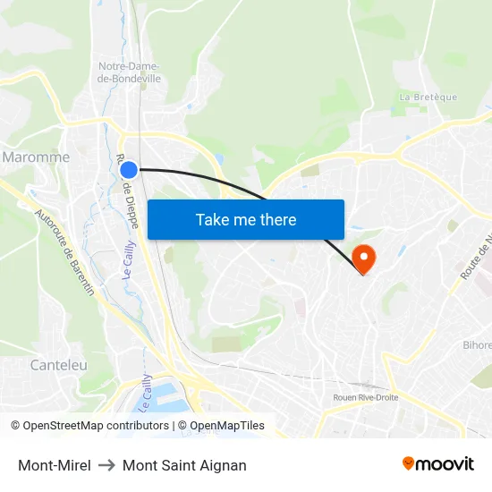 Mont-Mirel to Mont Saint Aignan map
