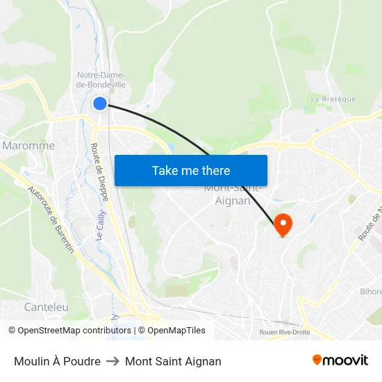 Moulin À Poudre to Mont Saint Aignan map