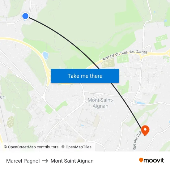 Marcel Pagnol to Mont Saint Aignan map