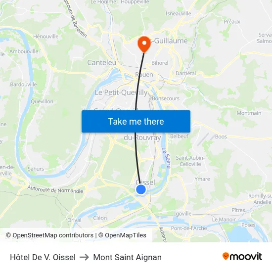 Hôtel De V. Oissel to Mont Saint Aignan map