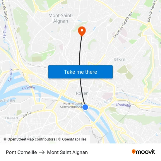 Pont Corneille to Mont Saint Aignan map