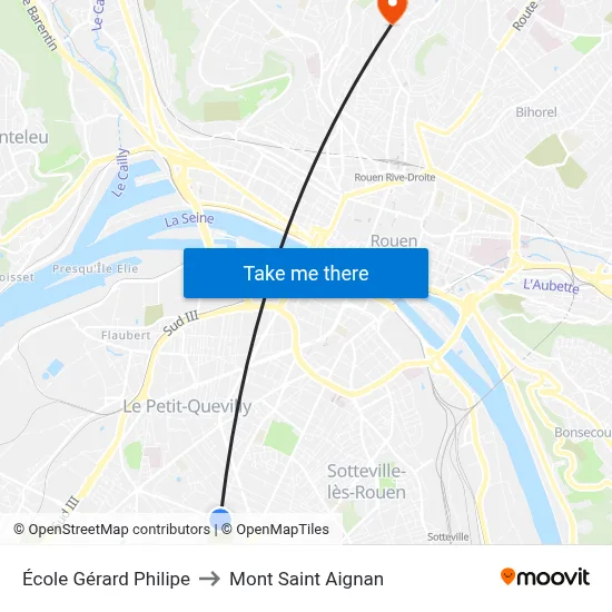 École Gérard Philipe to Mont Saint Aignan map