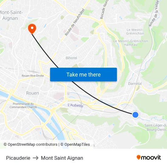 Picauderie to Mont Saint Aignan map