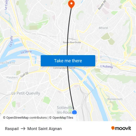 Raspail to Mont Saint Aignan map