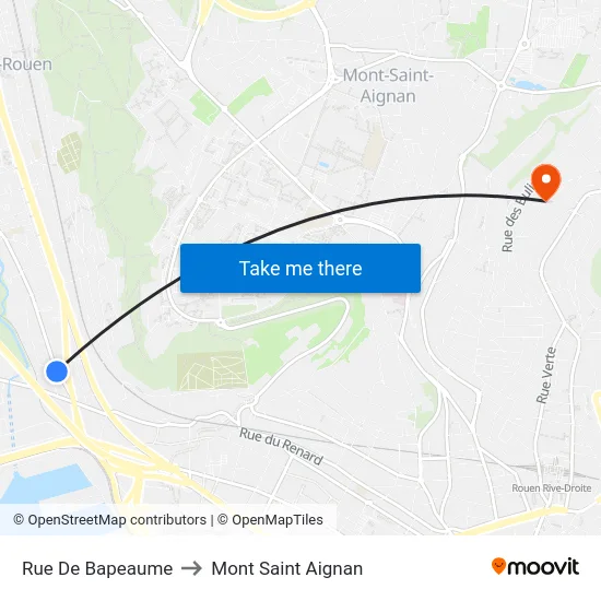 Rue De Bapeaume to Mont Saint Aignan map