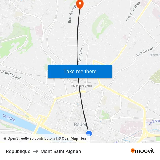 République to Mont Saint Aignan map