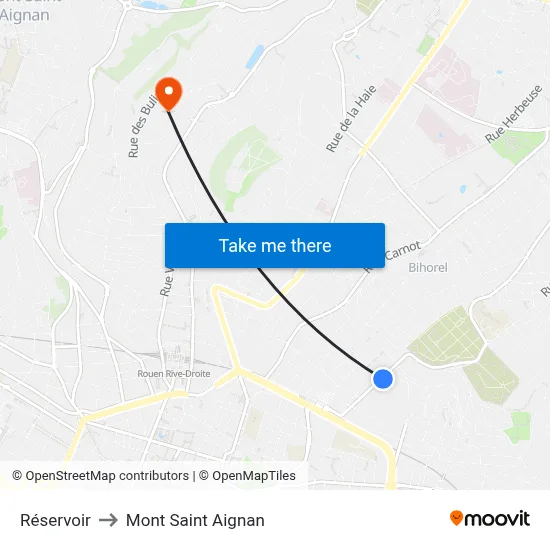 Réservoir to Mont Saint Aignan map