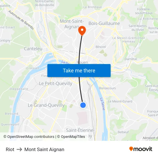 Riot to Mont Saint Aignan map