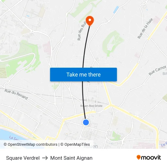 Square Verdrel to Mont Saint Aignan map