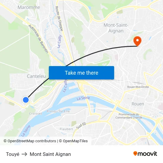 Touyé to Mont Saint Aignan map