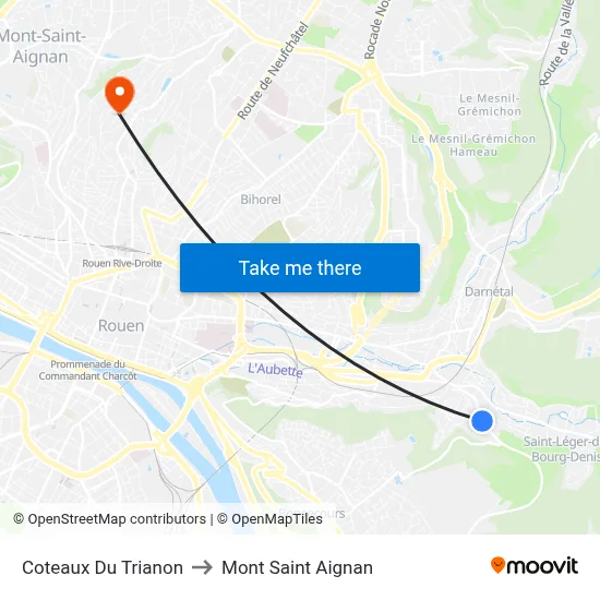 Coteaux Du Trianon to Mont Saint Aignan map