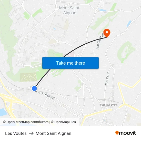 Les Voûtes to Mont Saint Aignan map