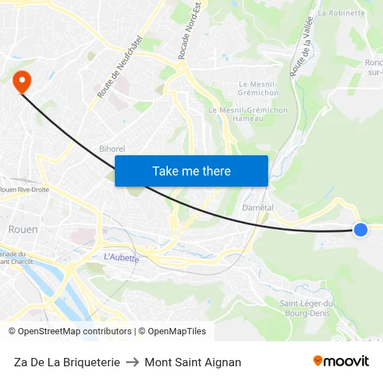 Za De La Briqueterie to Mont Saint Aignan map