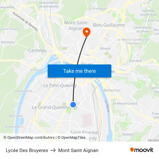 Lycée Des Bruyeres to Mont Saint Aignan map