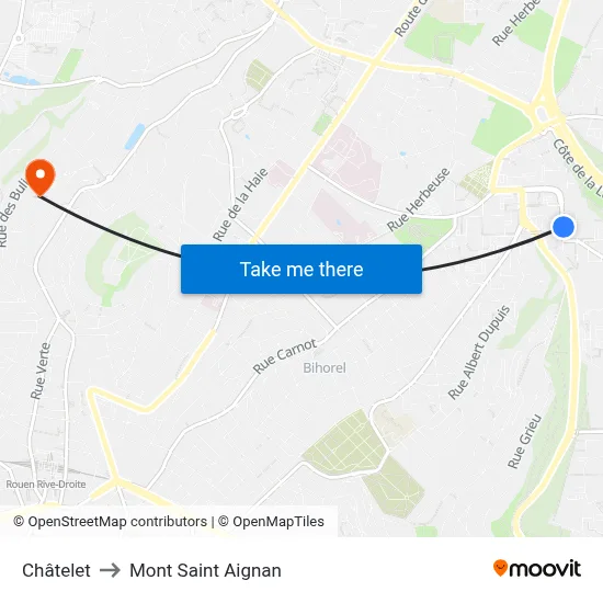 Châtelet to Mont Saint Aignan map