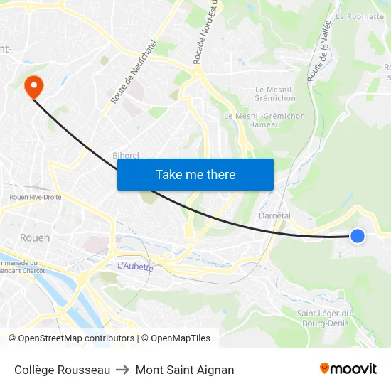 Collège Rousseau to Mont Saint Aignan map