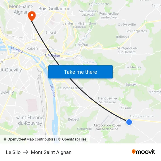 Le Silo to Mont Saint Aignan map